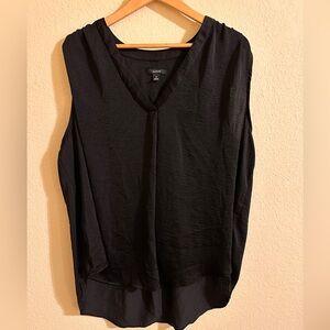 Alfani Women's Satin Black V-Neck Blouse